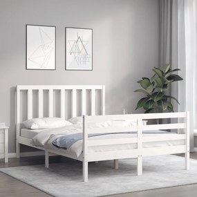 Cama sem colchão 140x200 cm madeira de pinho maciça branco