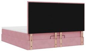 Estrutura de cama otomana com colchões 180x200 cm veludo rosa