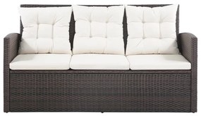 5 pcs conjunto lounge jardim c/ almofadões vime PE castanho