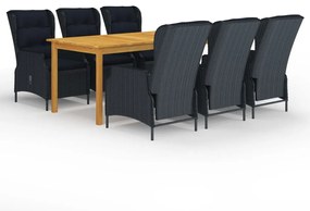 vidaXL 7 pcs conjunto de jantar para jardim cinzento-escuro
