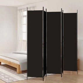 350205 vidaXL Divisória com 5 painéis 250x220 cm tecido preto