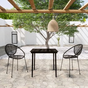 vidaXL 3 pcs conjunto de jantar para jardim preto