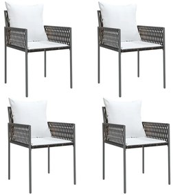 5 pcs conjunto de jantar p/ jardim c/ almofadões vime PE e aço