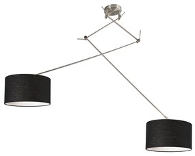 Candeeiro de suspensão em aço com cúpula 35 cm preto ajustável 2 luzes - Blitz Moderno
