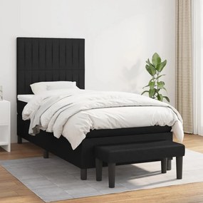 Cama com molas/colchão 90x190 cm tecido preto