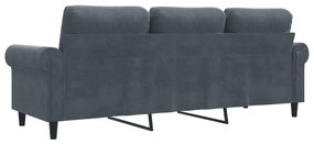 Sofá de 3 lugares 180 cm veludo cinza-escuro