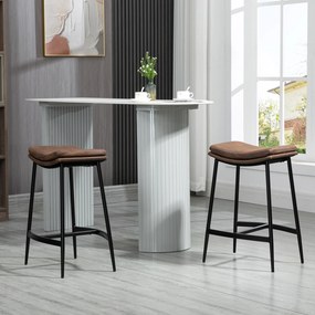 Conjunto de 2 bancos de bar com apoio para os pés em aço, estilo industrial, assento curvo, 48,5 x 38,5 x 68,5 cm, castanho-escuro