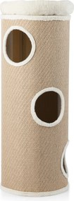 Casa para gatos de 4 níveis, caverna elevada com cama removível, painel para arranhar em sisal, 43 x 113 cm, cor cáqui