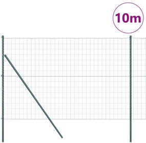 Cerca Euro com 7 Postes 1.6x10 m Aço Galvanizado Verde
