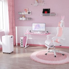 Cadeira Gaming Giratória de Couro PU com Altura Ajustável Inclinável 135° Apoio para a Cabeça 65x63x136-142 cm Rosa e Preto