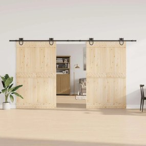 Kit de ferragens para porta deslizante 400 cm aço preto