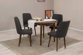 Conjunto de Mesa de Jantar Extensível e Cadeiras Vina – Antracite e No