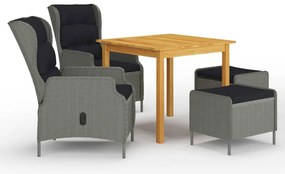 vidaXL 5 pcs conjunto de jantar para jardim cinzento-claro