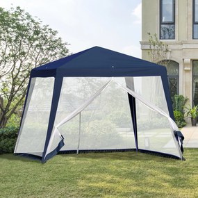 Tenda de Jardim 3x3m Tenda com 4 Partes Laterais Rede Mosquiteira com Zíper Proteção UV para Patio Azul