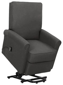 vidaXL Poltrona elevatória tecido cinzento-escuro