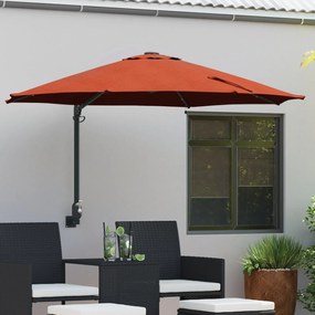 Guarda-sol de Jardim Montado na Parede com LEDs Terracota 248 cm