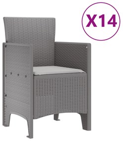 Conjunto de Jantar de 15 Peças vidaXL para Jardim com Almofadas Cinzen