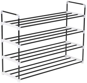 Sapateira com 4 prateleiras metal e plástico preto