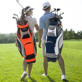 Saco para golfe Bolsa leve e portátil com 14 divisórias, 7 bolsos, capa para chuva, 42 x 31 x 91,5 cm  Vermelho alaranjado