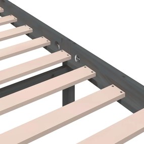 Estrutura de cama 140x190 cm madeira maciça cinzento