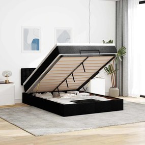 Cama otomana com colchão 140x190 cm tecido preto