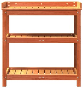 Mesa de jardinagem c/ prateleiras madeira pinho maciça castanho