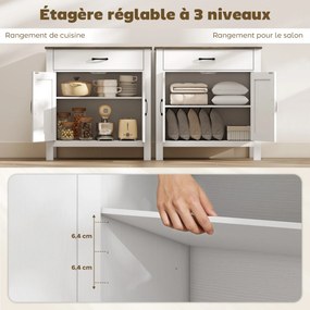 Aparador de sala 77 x 39,3 x 81,5 cm, móvel de arrumação com 2 portas de estilo celeiro, gaveta e prateleira ajustável, branco e castanho