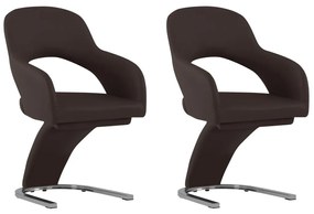 vidaXL Cadeiras de jantar 2 pcs couro artificial castanho