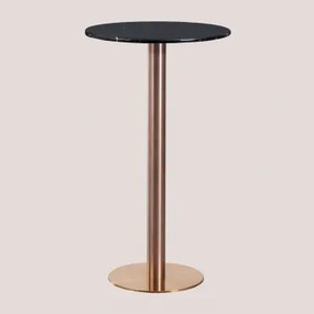 Mesa Alta De Bar Redonda Ø60 Cm Em Mármore Cosmopolitan Mármore Negro Marquina & Oro Rosa - Sklum
