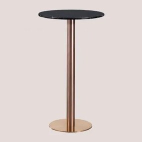 Mesa Alta De Bar Redonda Ø60 Cm Em Mármore Cosmopolitan Mármore Preto & Oro Rosa - Sklum