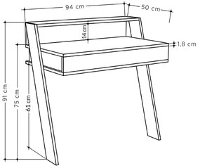 Secretária Cowork – Branco – 94 cm x 91 cm x 50 cm