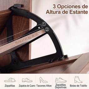 Sapateira Estreita, 80 x 24 x 103 cm, 2 Portas Basculantes, Castanho