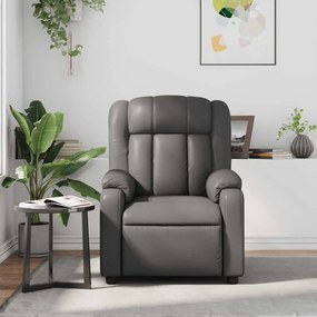 Poltrona de massagens reclinável couro artificial cinzento