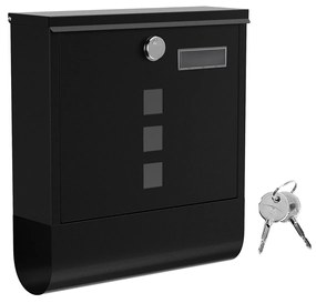 Caixa de correio SONGMICS, caixa de correio de parede, fechadura com tampa e núcleo de cobre, porta-jornais, janelas de visualização e placa de identificação, fácil de instalar, preta GMB020B02