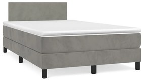 Cama boxspring com colchão 120x190 cm veludo cinzento-claro