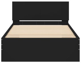Estrutura cama c/ cabeceira 100x200 cm derivados madeira preto