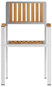 Cadeiras de Jardim Empilháveis 4 pcs Madeira Sólida de Teca e Aço Inox