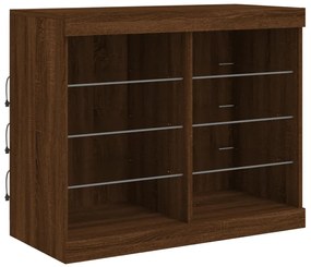 Aparador com luzes LED 202x37x67 cm carvalho castanho