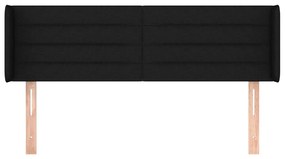 Cabeceira de cama c/ abas tecido 147x16x78/88 cm preto