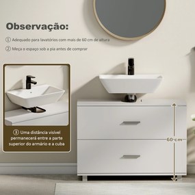 Móvel para Lavatório Pousar (NÃO INCLUIDO) com 2 Gavetas para Lavatório sem Pedestal 80x30x60 cm Branco