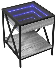 Mesa de cabeceira c/ LED Infinity 40x40x49 cm cinzento sonoma