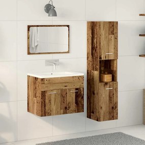 vidaXL Conjunto de Móveis de Banheiro com porta 3 pcs Madeira Antiga