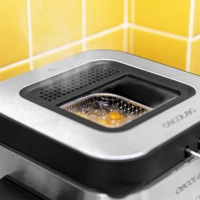 Fritadeira com óleo de 900 W, capacidade 1,5 L CleanFry Advance 1500 Inox, aço inoxidável, filtro OilClean, recipiente amovível, Tampa com janela