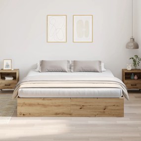 Cama com Arrumação vidaXL em Carvalho Artisan 200x200 cm