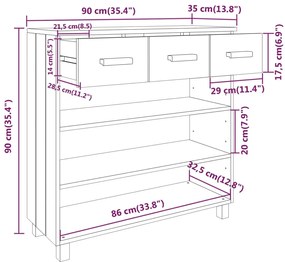 Mesa consola HAMAR 90x35x90 cm pinho maciço branco