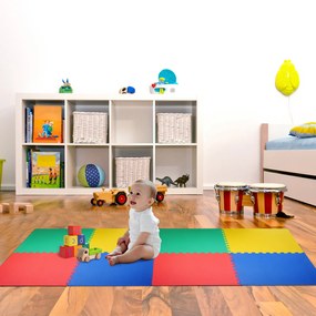 HOMCOM Tapete Puzzle com 8 Peças Tapete Protetor de Borracha EVA com Área de Cobertura de 2,88m² para Casa Academia Pilates 60x60x1,2cm Multicor