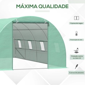 Outsunny Estufa Tipo Túnel 600x300x200cm com Porta Enrolável 8 Janelas