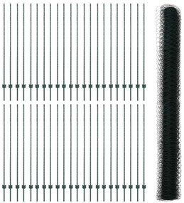 Postes de Cerca vidaXL 11 pcs Canal U Verde 160 cm Aço