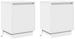 Criados-mudos com Luzes LED 2 pcs Branco 39x34,5x50 cm