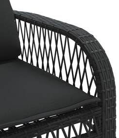 4 pcs conjunto de sofás para jardim c/ almofadões vime PE preto